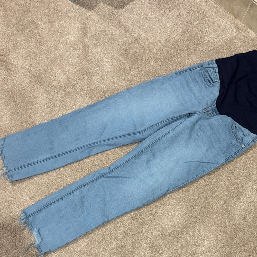 Pinkblush Denim with Frayed Details maternity